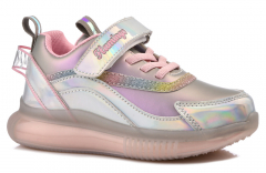 231K-F13-3536 Сереб 27-1,28-1,29-1,30-1,31-1,32-1,33-1 Flamingo П/ботинки Актив.отдых Кроссовки Иск.мат, Текстиль, ЭВА В/О жен