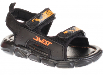 201S-XDB-1867 черный-оранжевый 32-1,33-1,34-1,35-1,36-1,37-1 Qwest Туфли Актив.отдых Сандалии Иск.мат, Текстиль, ЭВА Лето Муж