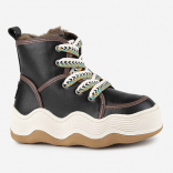 64278шк-2 Чёр 36-1,37-1,38-1,39-1,40-1 Kapika Ботинки Повсед Дерби Иск.мат, Нат.шерсть, ЭВА/резина Зима жен