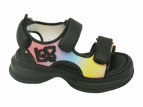 23-541C Черный / мультиколор 33-2,34-2,35-2,36-2,37-2 Indigo kids Туфли Повсед Сандалии Иск.мат, Иск.кожа, ЭВА Лето жен