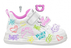 47-051A Белый / мультиколор 30-2,31-2,32-2,33-2,34-2,35-2 Indigo kids Ботинки Актив.отдых Кроссовки Иск.мат, Текстиль, ЭВА В/О жен