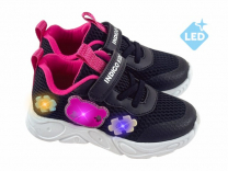 94-420E Чёрный / фуксия 25-2,26-2,27-2,28-2,29-2,30-2 Indigo kids П/ботинки Актив.отдых Кроссовки Иск.мат, Текстиль, ЭВА В/О жен