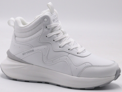 F8514-6 Бел 36-1,37-2,38-2,39-2,40-1 Strobbs Ботинки Повсед Кроссовки Нат.кожа, Иск.шерсть, ЭВА,ТПР,ТПУ вставка Зима жен