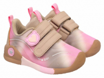 106-040C Бежевый / розовый 22-2,23-2,24-2,25-2,26-2,27-2 Indigo kids П/ботинки Актив.отдых Кроссовки Иск.мат, Текстиль, ТЭП В/О жен