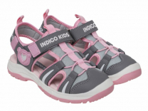 22-817D2 серый / розовый 29-2,30-2,31-2,32-2,33-2,34-2 Indigo kids Туфли Актив.отдых Сандалеты Иск.мат, Текстиль, ТЭП Лето жен
