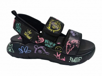 233-530C Черный / мультиколор 35-2,36-2,37-2,38-2,39-2 Indigo kids Туфли Повсед Сандалии Иск.мат, Текстиль, ПУ Лето жен