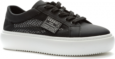 557059/08-05 Чёр 34-1,35-1,36-2,37-2,38-2,39-2 Keddo П/ботинки Повсед Кроссовки Иск.мат, Без подклада, ПУ Лето жен