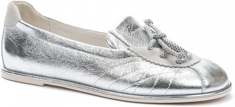 857050/12-08 Сереб 36-1,37-2,38-2,39-1,40-1,41-1 Keddo Туфли Повсед Балетки Нат.кожа, Кожподклад, ТП.резина Лето жен