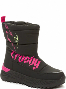 248218/03-04E Черный/Фуксия Crosby П/сапоги Повсед Дутики Иск.мат, Нат.шерсть, ТП.резина Зима жен