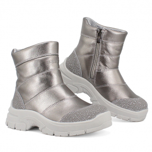 м 4-2129 Сереб 33-2,34-2,35-2 Лель П/сапоги Повсед Веллингтон Нат.кожа, Нат.мех, ТЭП Зима жен