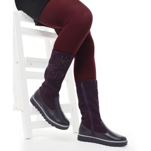 м 4-1291 Черника 35-2,36-2,37-1,37,5-1 Лель Сапоги Повсед Веллингтон Нат.кожа, Нат.мех, ТЭП Зима жен