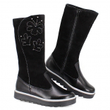 м 4-1291 Чёр 35-2,36-2,37-1,37,5-1 Лель Сапоги Повсед Веллингтон Нат.кожа, Нат.шерсть, ТЭП Зима жен