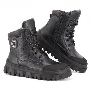 м 3-2237 Чёр 29-1,30-1,31-1,32-1 Лель Ботинки Повсед Дерби Нат.кожа, Нат.мех, ТЭП Зима жен