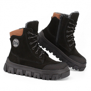 м 4-2237 Чёр 33-2,34-2,35-2 Лель Ботинки Повсед Дерби Нат.кожа, Нат.мех, ТЭП Зима Муж