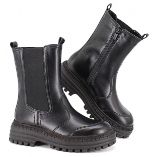 м 5-2241 Чёр 38-1,39-1,40-1,41-1 Лель Ботинки Повсед Челси Нат.кожа, Нат.мех, ТЭП Зима жен
