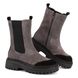 м 5-2241 Сер 38-1,39-1,40-1,41-1 Лель Ботинки Повсед Челси Нат.кожа, Нат.мех, ТЭП Зима жен