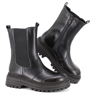 м 4-2241 Чёр 36-2,37-2 Лель Ботинки Повсед Челси Нат.кожа, Нат.мех, ТЭП Зима жен