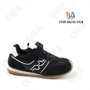 RC51_W2739-3A Чёр 32-1,33-1,34-2,35-2,36-1,37-1 Boys and Girls П/ботинки Актив.отдых Кроссовки Иск.мат, Текстиль, ТПР (TPR-Термопластичная резина) В/О