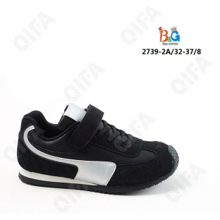 RC51_W2739-2A Чёр 32-1,33-1,34-2,35-2,36-1,37-1 Boys and Girls П/ботинки Актив.отдых Кроссовки Иск.мат, Текстиль, ТПР (TPR-Термопластичная резина) В/О