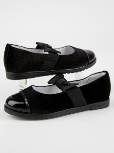22590п-4 черный велюр 30-1,31-1,32-1,33-1,34-1 Kapika Туфли Школа Mary Jane Иск.мат, Кожподклад, Резина Лето жен