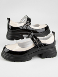 231145п-2 черный-бежевый 33-1,34-1,35-1,36-1,37-1 Kapika Туфли Школа Mary Jane Иск.мат, Кожподклад, ПУ (полиуретан) Лето жен