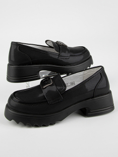 231163п-1 Чёр 33-1,34-1,35-1,36-1,37-1 Kapika Туфли Школа Лоферы Иск.мат, Кожподклад, ПУ (полиуретан) Лето жен