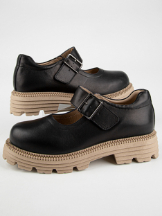 231200т-1 Чёр 33-1,34-1,35-1,36-1,37-1 Kapika Туфли Школа Mary Jane Нат.кожа, Кожподклад, ТЭП (термоэластопласт) Лето жен