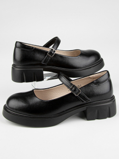 24989п-2 Чёр 34-1,35-1,36-1,37-1,38-1 Kapika Туфли Школа Mary Jane Иск.мат, Кожподклад, ПУ (полиуретан) Лето жен