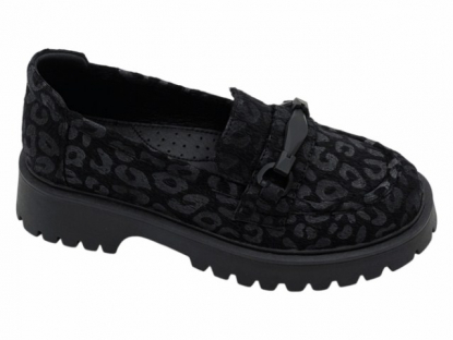 32-0595B Чёр 33-2,34-2,35-2,36-2,37-2 Indigo kids Туфли Школа Лоферы Иск.мат, Кожподклад, ТЭП Лето жен