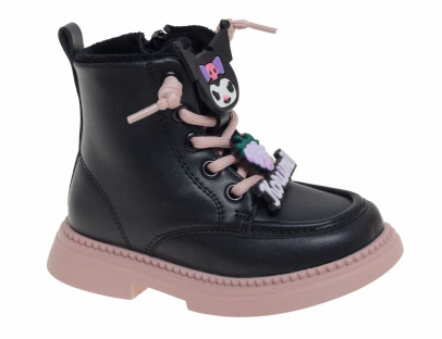 R168995031BK Чёр 22-2,23-2,24-2,25-2,26-2 Сказка Ботинки Повсед Дерби Иск.мат, Байка/Флис В/О жен