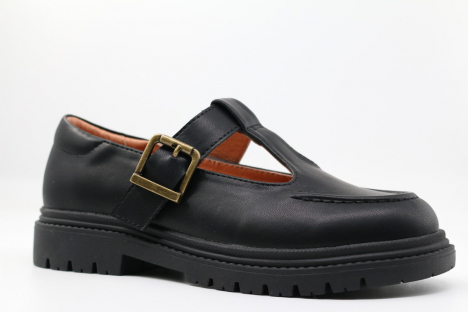 231181п-1 Чёр 31-1,32-1,33-1,34-1,35-1 Kapika Туфли Школа T-STRAP Иск.мат, Кожподклад, ТЭП (термоэластопласт) Лето жен