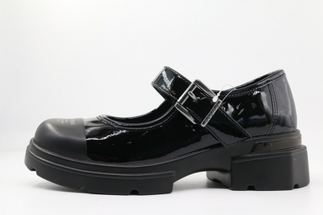 231207п-2 Чёр 34-1,35-1,36-1,37-1,38-1 Kapika Туфли Школа Mary Jane Иск.мат, Кожподклад, ПУ (полиуретан) Лето жен