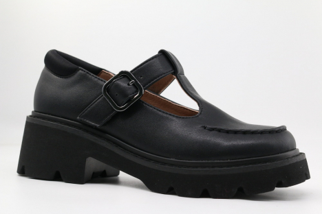 241015п-1 Чёр 35-1,36-1,37-1,38-1,39-1 Kapika Туфли Школа T-STRAP Иск.мат, Кожподклад, ПУ (полиуретан) Лето жен