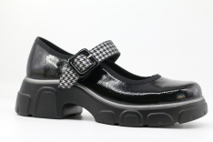 231175п-3 черный-серебро 34-1,35-1,36-1,37-1,38-1 Kapika Туфли Школа Mary Jane Иск.мат, Кожподклад, ПУ (полиуретан) Лето жен
