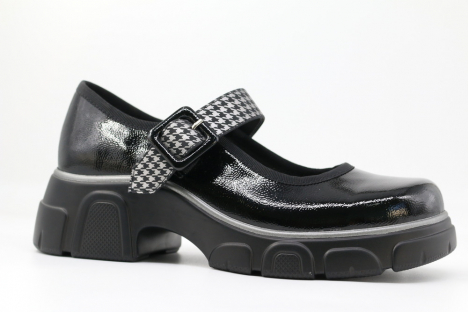 231175п-3 черный-серебро 34-1,35-1,36-1,37-1,38-1 Kapika Туфли Школа Mary Jane Иск.мат, Кожподклад, ПУ (полиуретан) Лето жен