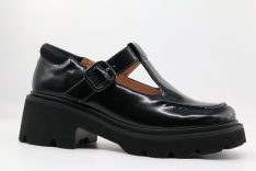 241015п-2 черный лак 35-1,36-1,37-1,38-1,39-1 Kapika Туфли Школа T-STRAP Иск.мат, Кожподклад, ПУ (полиуретан) Лето жен