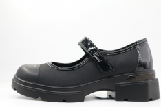 231207п-1 Чёр 34-1,35-1,36-1,37-1,38-1 Kapika Туфли Школа Mary Jane Иск.мат, Кожподклад, ПУ (полиуретан) Лето жен