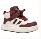 252B-Z42-6438 бордо/белый 28-1,29-1,30-1,31-1,32-1,33-1 Flamingo Ботинки Актив.отдых Кроссовки Иск.мат, Байка/Флис, ЭВА/ТЭП В/О жен