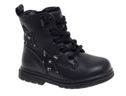 R223195015BK Чёр 22-2,23-2,24-2,25-2,26-2 Сказка Ботинки Повсед Дерби Иск.мат, Байка/Флис В/О жен