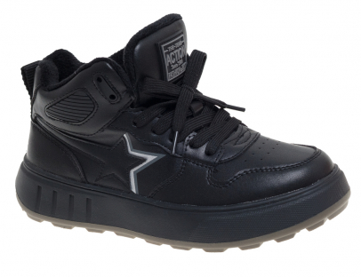 R338796153BK Чёр 32-1,33-1,34-2,35-1,36-2,37-1 Сказка Ботинки Актив.отдых Кроссовки Иск.мат, Байка/Флис В/О Муж