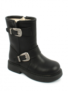 AL 15090 Чёр 32-1,33-1,34-1,35-1,36-1,37-1 Antilopa П/сапоги Повсед Веллингтон Иск.мат, Нат.шерсть, полим.мат Зима жен