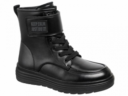 50-660E Чёр 30-2,31-2,32-2,33-2,34-2,35-2 Indigo kids Ботинки Повсед Дерби Иск.мат, Байка/Флис, ТЭП В/О жен