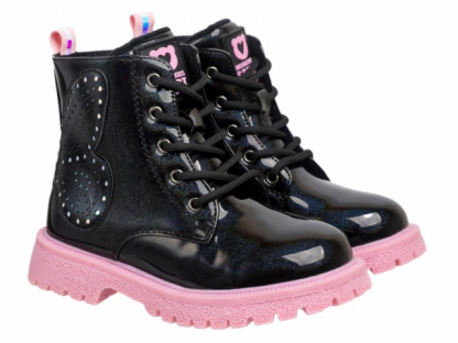 51-840B2 Чёрный / розовый 28-2,29-2,30-2,31-2,32-2,33-2 Indigo kids Ботинки Повсед Дерби Иск.мат, Байка/Флис, ТЭП В/О жен