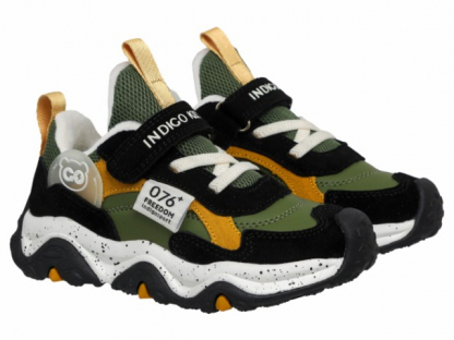 97-025C4 Хаки / чёрный 30-2,31-2,32-2,33-2,34-2,35-2 Indigo kids П/ботинки Актив.отдых Кроссовки Иск.мат, Байка/Флис, ЭВА / ТЭП В/О Муж
