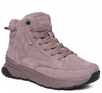 F8531-12 Беж 36-1,37-2,38-2,39-2,40-1 Strobbs Ботинки Повсед Дерби Нат.кожа, Нат.мех, ЭВА,Резина,ТПУ вставка Зима жен