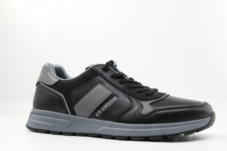 241008-2 черный-серый 35-1,36-1,37-1,38-1,39-1 Kapika П/ботинки Актив.отдых Кроссовки Нат.кожа, Текстиль, ТЭП (термоэластопласт) В/О Муж