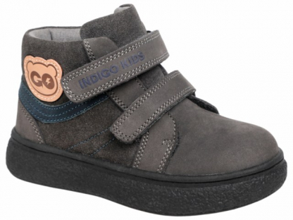 18-220C Сер 24-2,25-2,26-2,27-2,28-2 Indigo kids Ботинки Повсед Дерби Нат.кожа, Байка/Флис, ТЭП В/О Муж