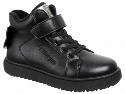 50-425E Чёр 28-2,29-2,30-2,31-2,32-2,33-2 Indigo kids Ботинки Повсед Дерби Нат.кожа, Байка/Флис, ТЭП В/О жен