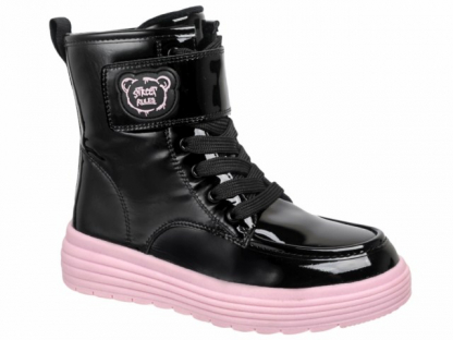 50-655BL Чёрный / розовый 30-2,31-2,32-2,33-2,34-2,35-2 Indigo kids Ботинки Повсед Дерби Нат.кожа, Байка/Флис, ТЭП В/О жен