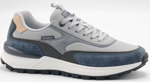 C3872-4 Серый/синий 41-1,42-2,43-2,44-2,45-1 Strobbs П/ботинки Актив.отдых Кроссовки Нат.кожа, Текстиль, ЭВА,Резина,ТПУ вставка В/О Муж